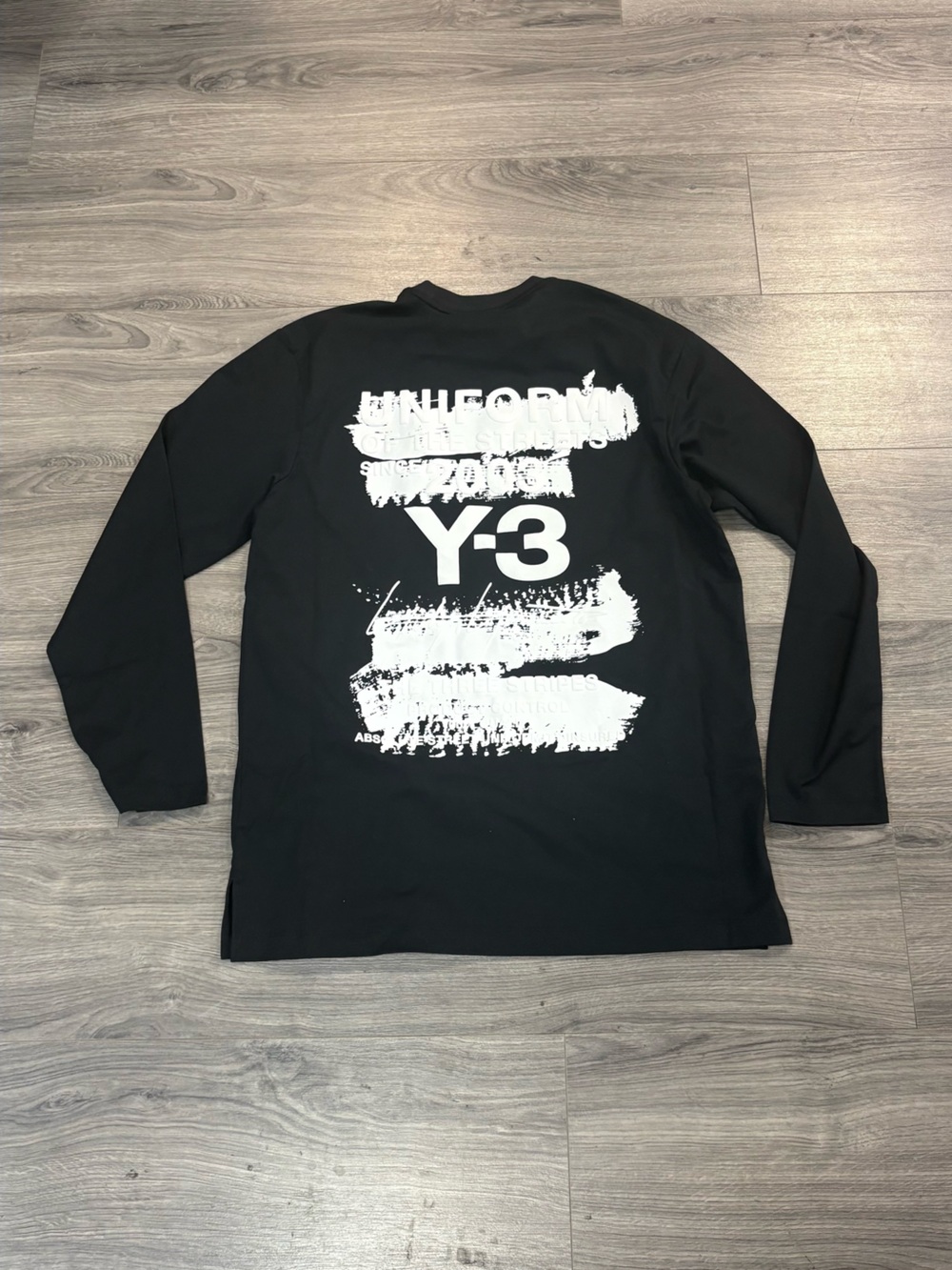Yohji Yamamoto Y-3 Black Tee with White Logo Print